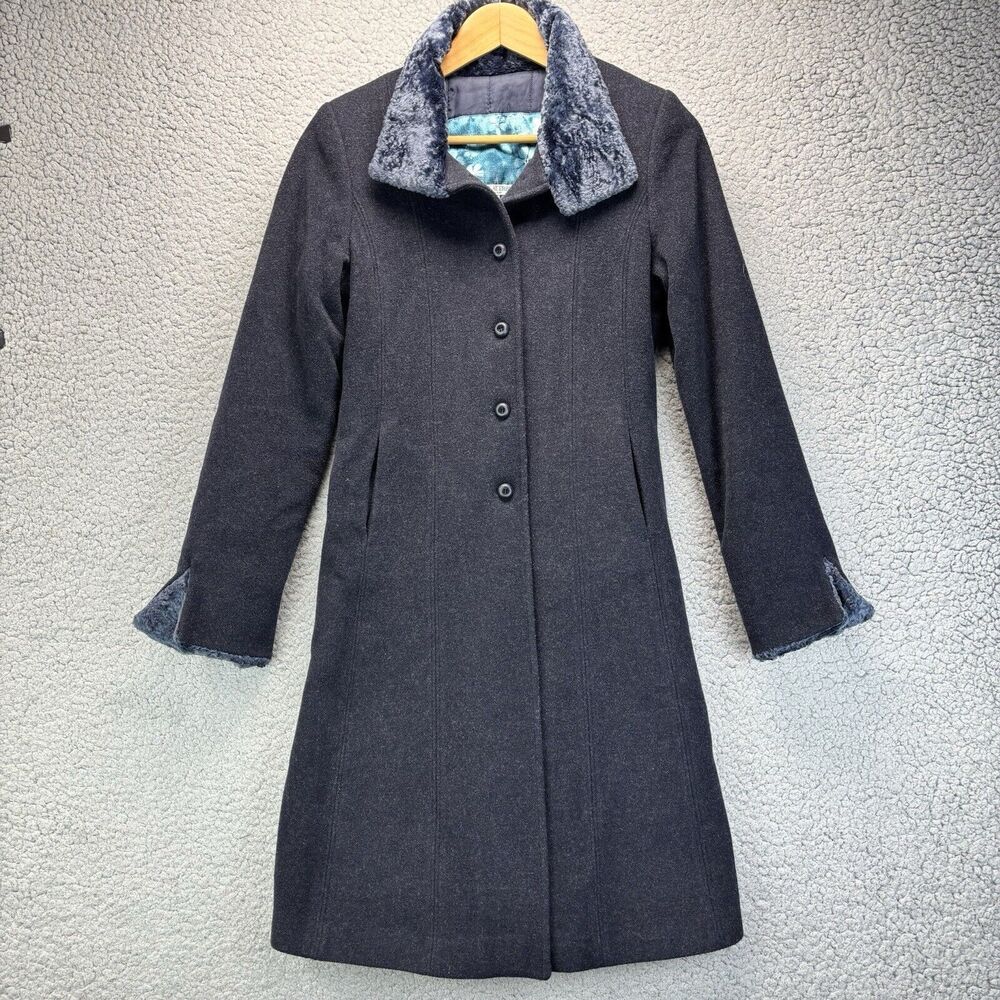 Victorian Edwardian Wool Jacket Driving Coat Fur Collar Sleeve Italy Sz 38 8 VTG